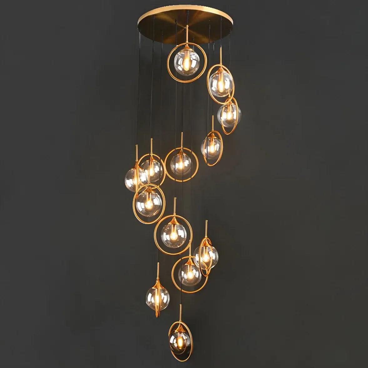 Multi-Sphere Metal Ring Modern Chandelier - Clowas