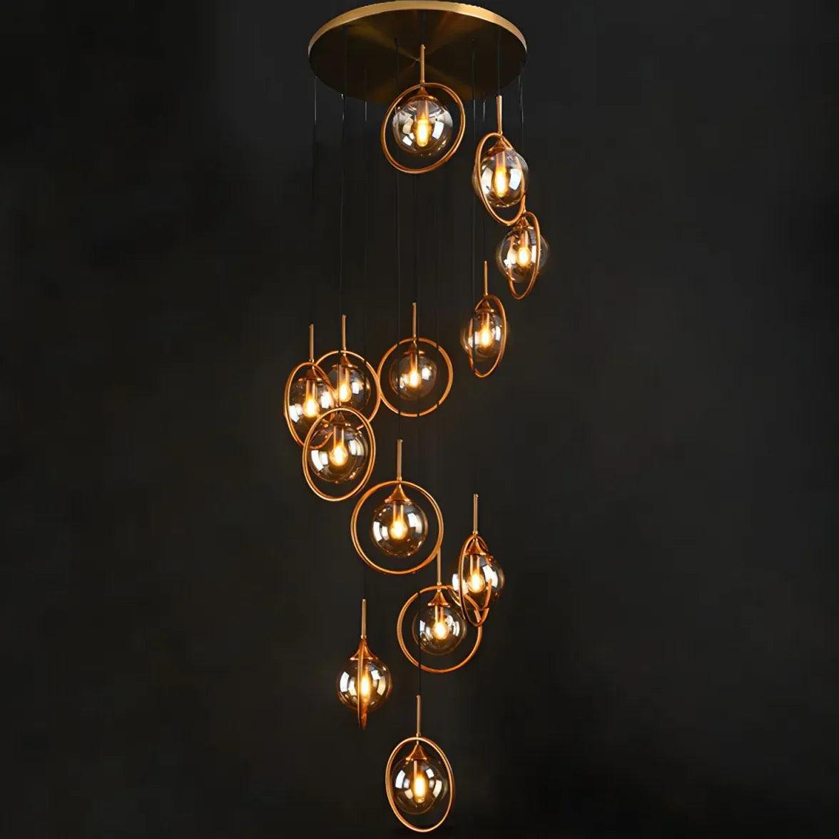Multi-Sphere Metal Ring Modern Chandelier - Clowas