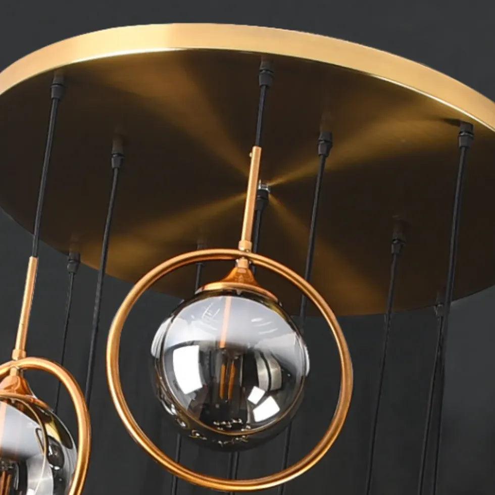 Multi-Sphere Metal Ring Modern Chandelier - Clowas