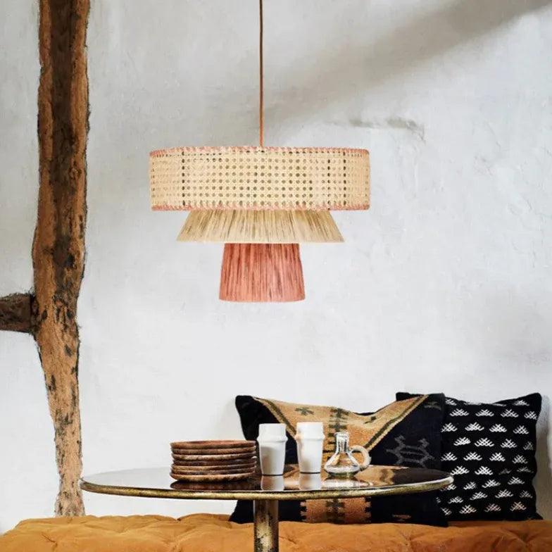 Mushroom Multilayer Rattan Pendant Light - Clowas