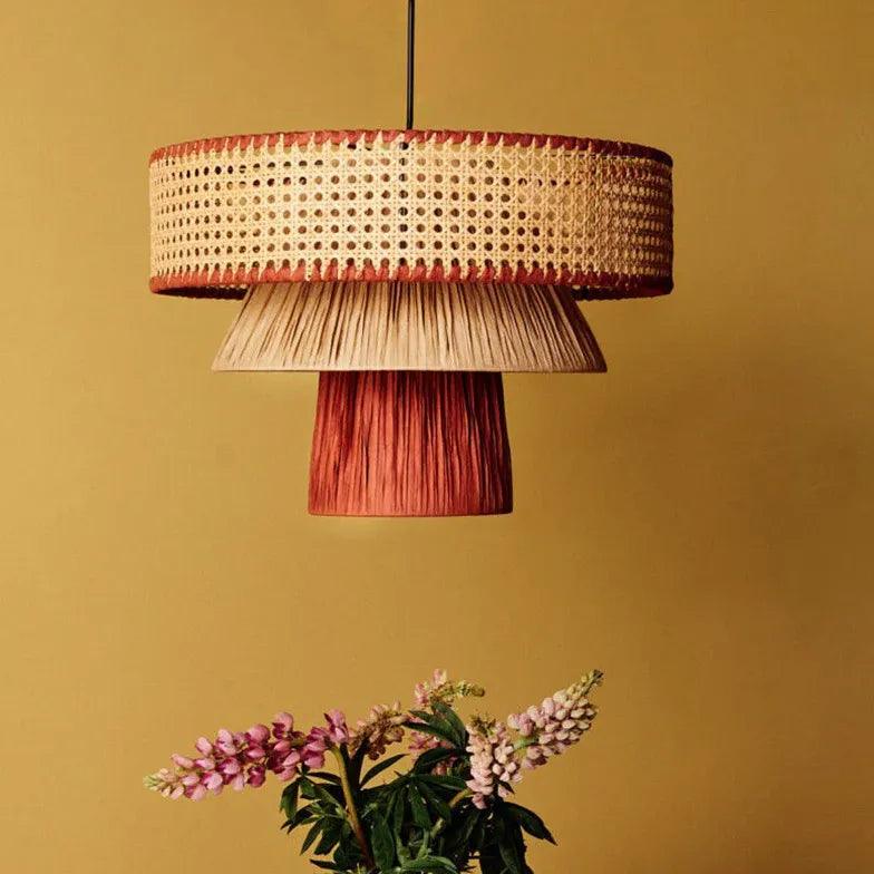 Mushroom Multilayer Rattan Pendant Light - Clowas