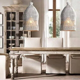 Black Bell Living Room Rattan Pendant Light - Clowas