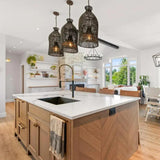 Black Bell Living Room Rattan Pendant Light - Clowas