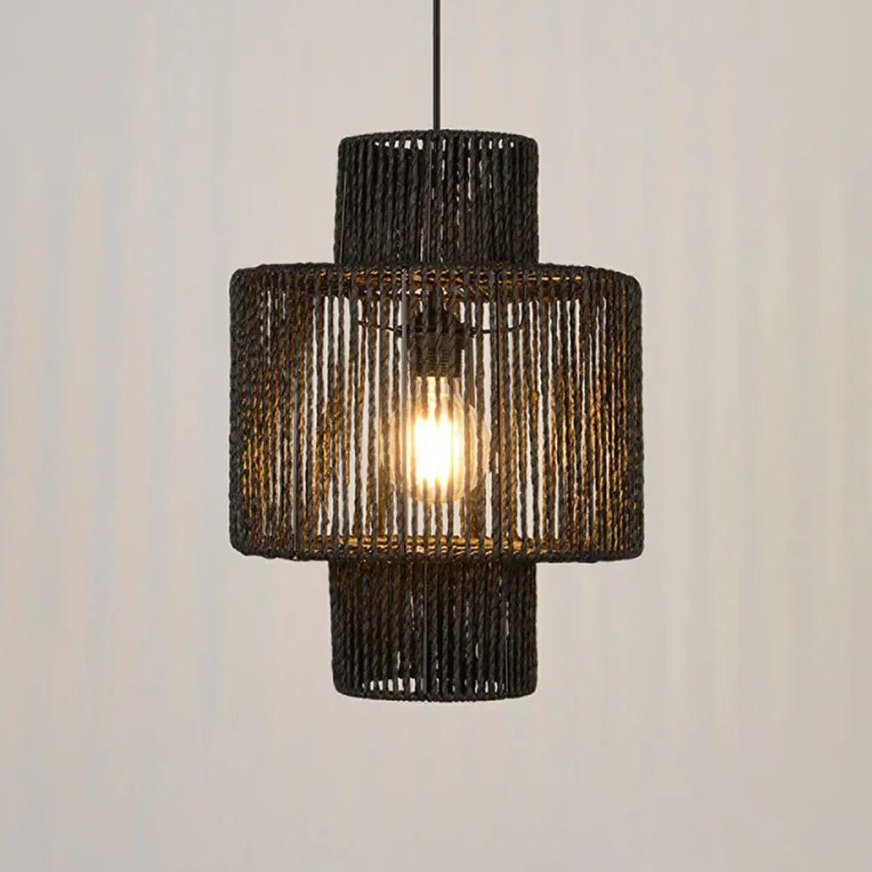 Simple Dark Tones Rattan Pendant Light - Clowas