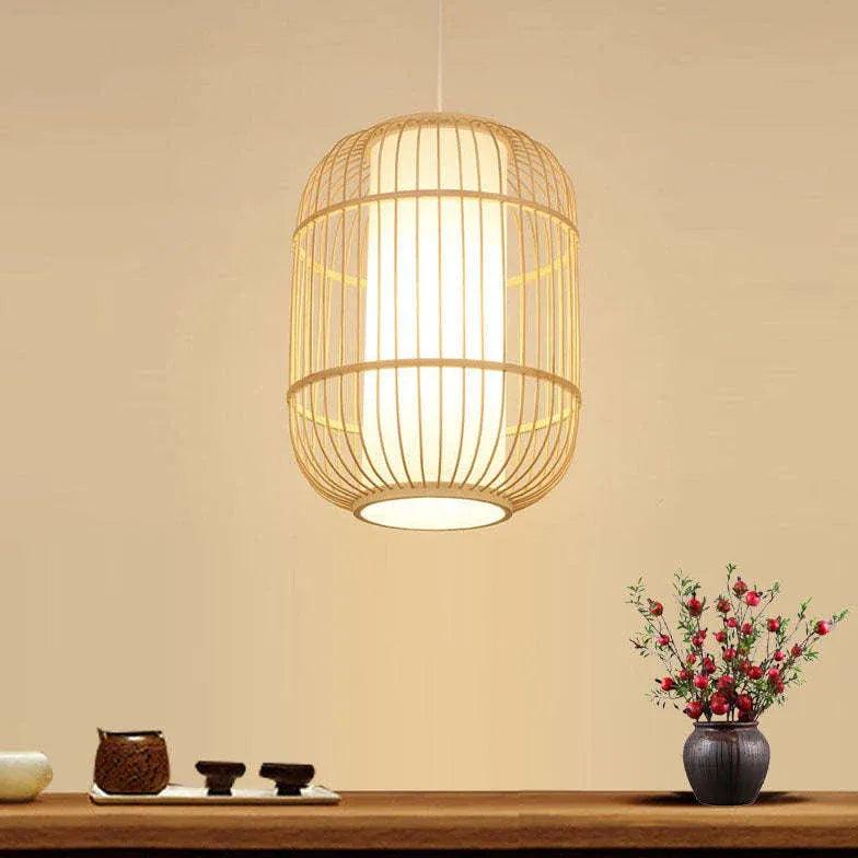 Long Column Weaving Rattan Vintage Pendant Light - Clowas