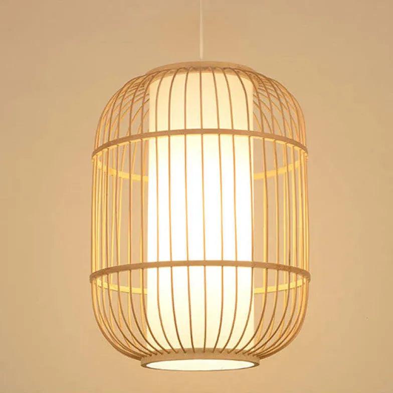 Long Column Weaving Rattan Vintage Pendant Light - Clowas