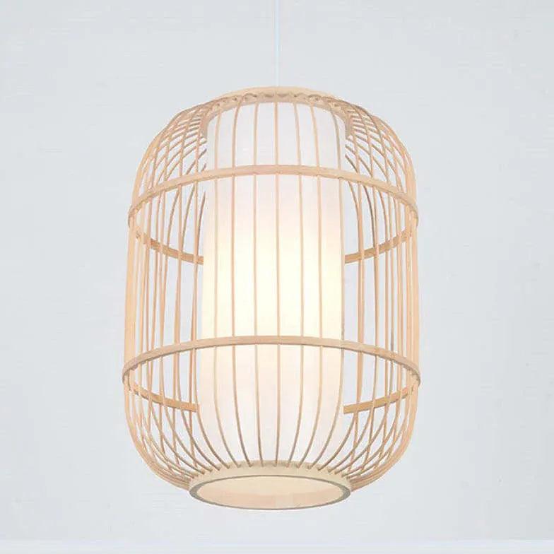 Long Column Weaving Rattan Vintage Pendant Light - Clowas