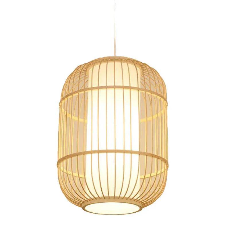 Long Column Weaving Rattan Vintage Pendant Light - Clowas
