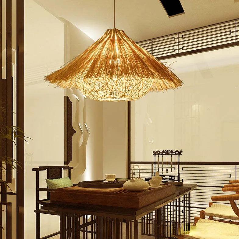 Umbrella Cover Dining Room Rattan Pendant Light - Clowas