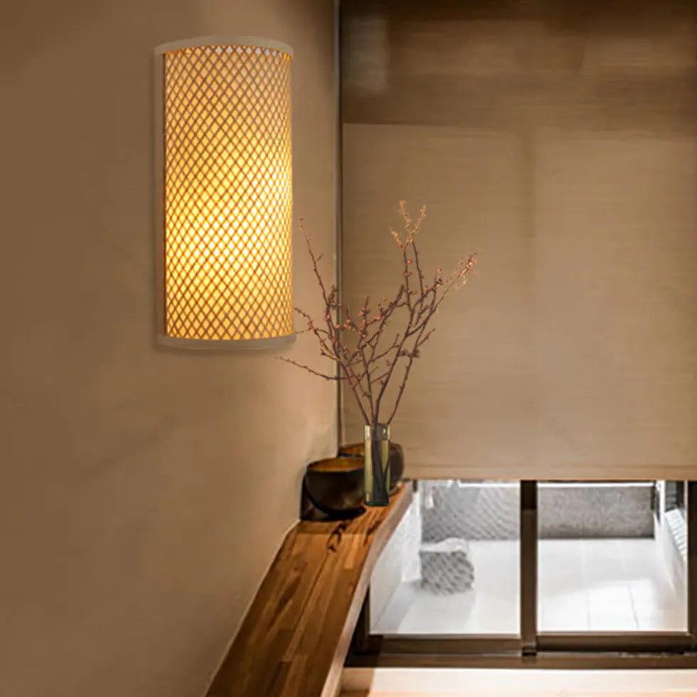 Vertical Slender Rattan Decorative Wall Lamp - Clowas