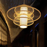 Contemporary Chinese Bamboo Woven Light Pendant for Living Room