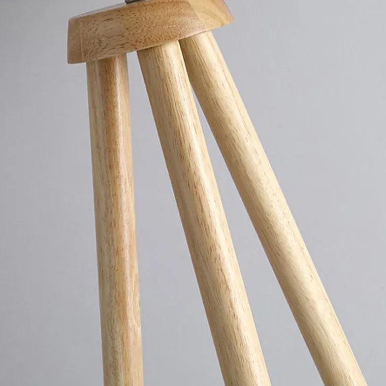 White Cylindrical Wooden Tripod Floor Lamp - Clowas