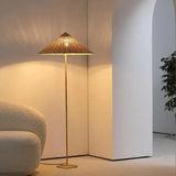 Cone Rattan White Floor Lamp - Clowas