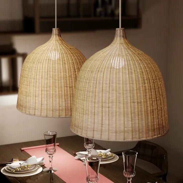 Boho Rattan Pendant Light for Dining Room