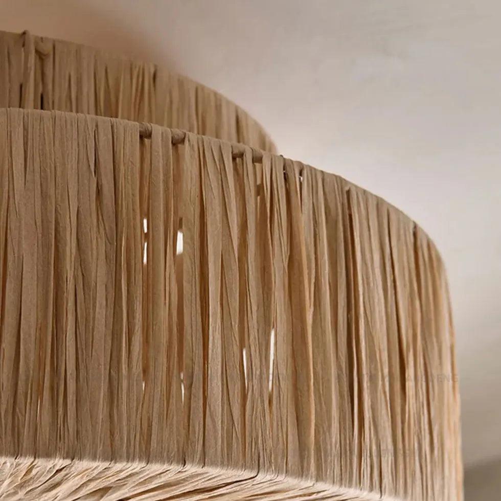 Double Layer Slim Bedroom Rattan Pendant Light - Clowas