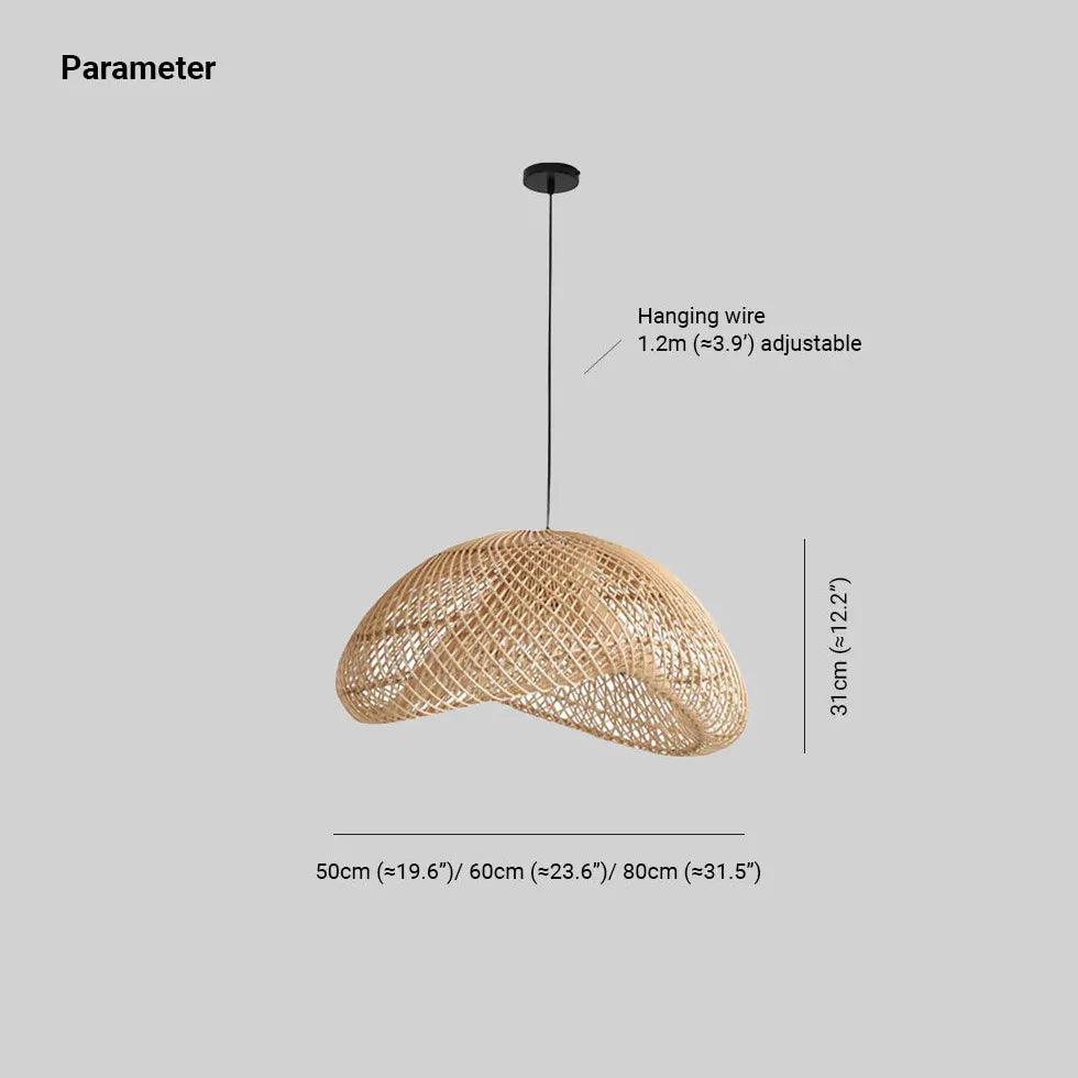 Grid Weaving Bedroom Rattan Pendant Light - Clowas