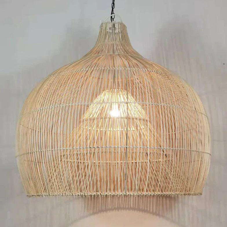 Woven Rattan Semi-Spherical Living Pendant Light - Clowas