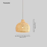 Woven Rattan Semi-Spherical Living Pendant Light - Clowas