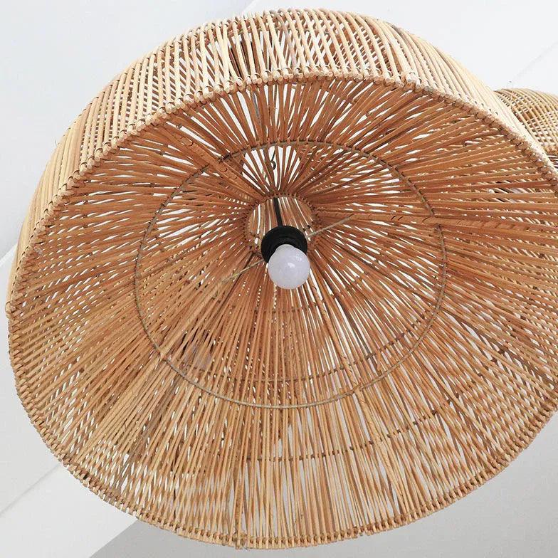 Woven Rattan Semi-Spherical Living Pendant Light - Clowas