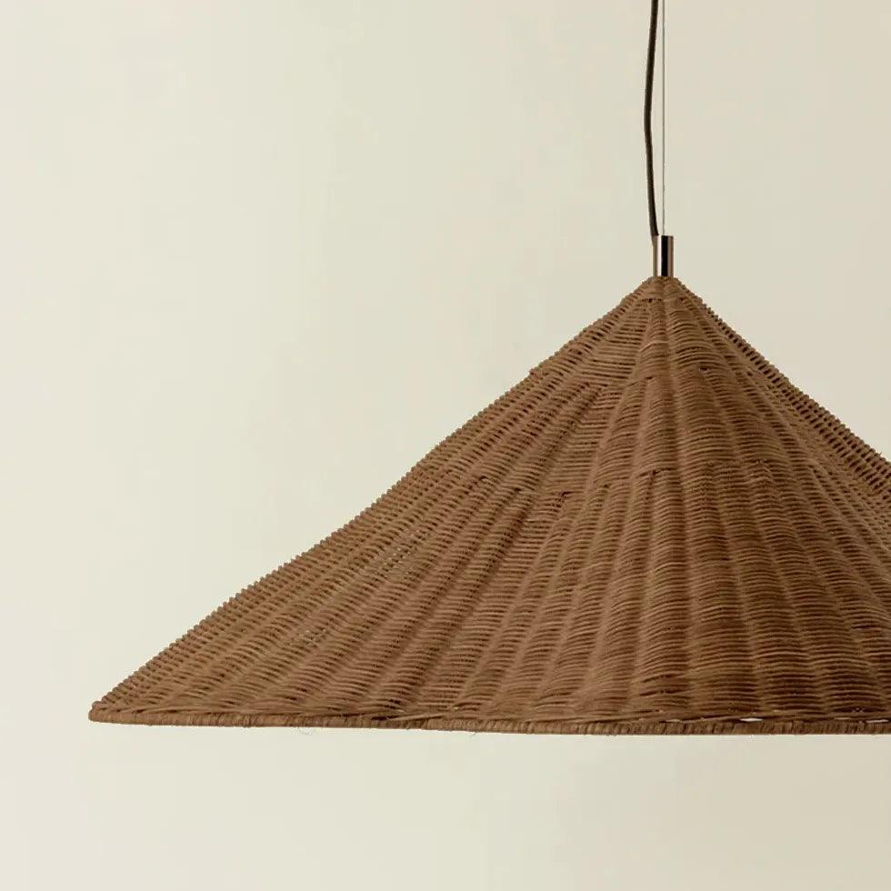 Woven Rattan Cone Shade Vintage Pendant Light - Clowas