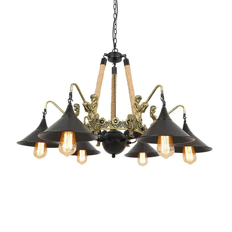 Natural Funnel Black Vintage Chandelier - Clowas