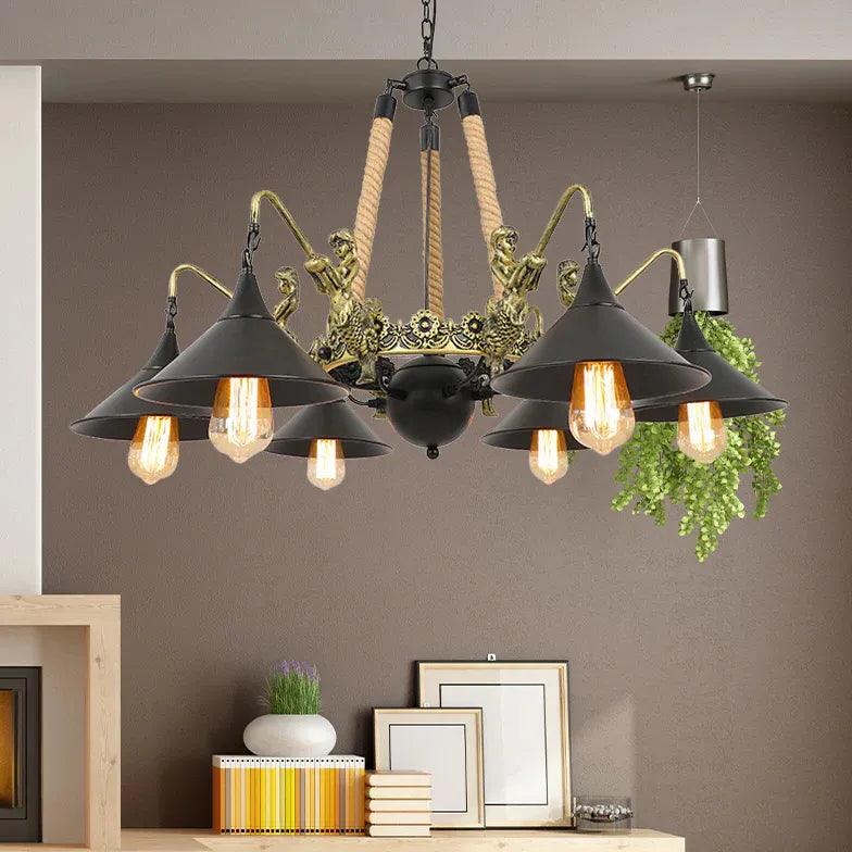Natural Funnel Black Vintage Chandelier - Clowas
