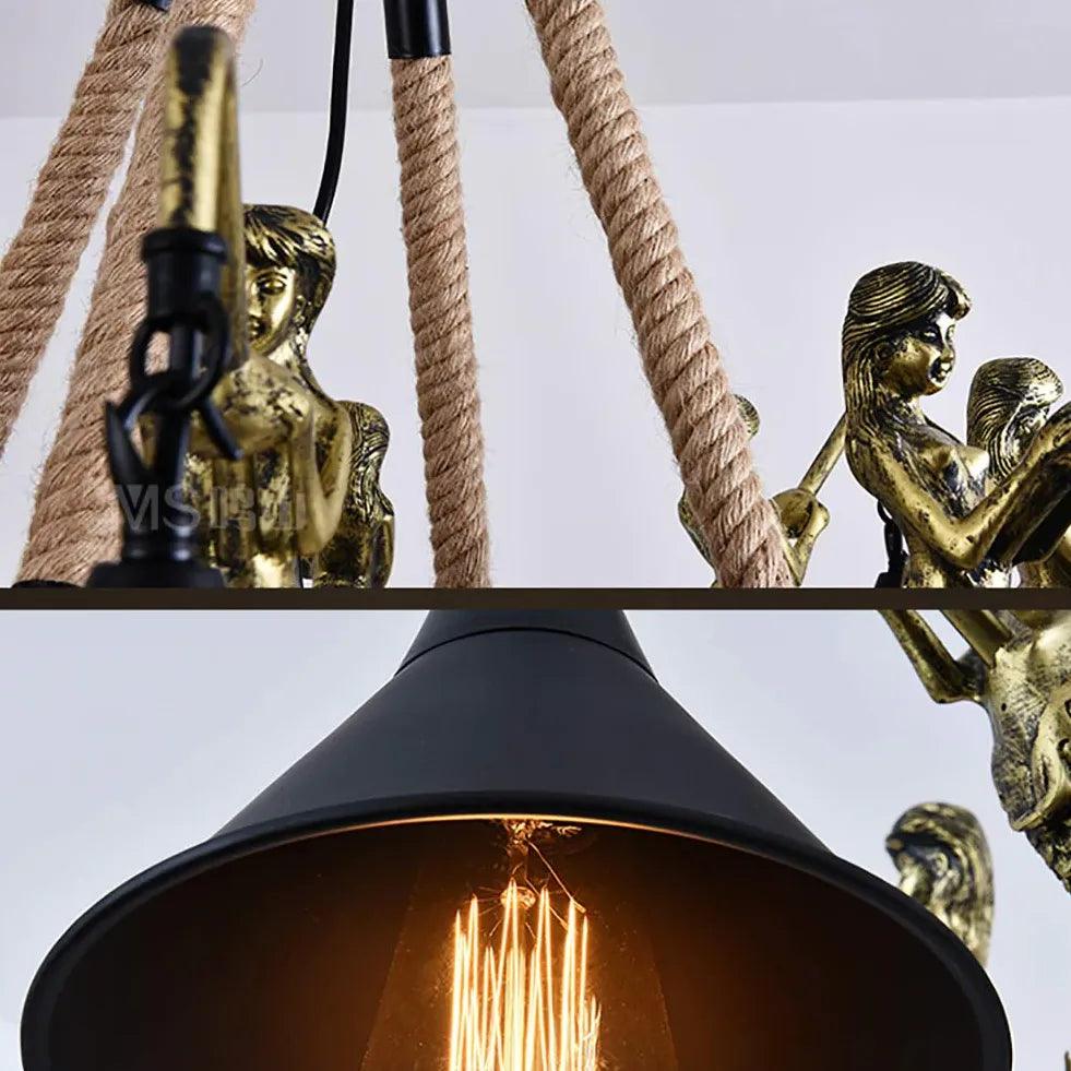 Natural Funnel Black Vintage Chandelier - Clowas