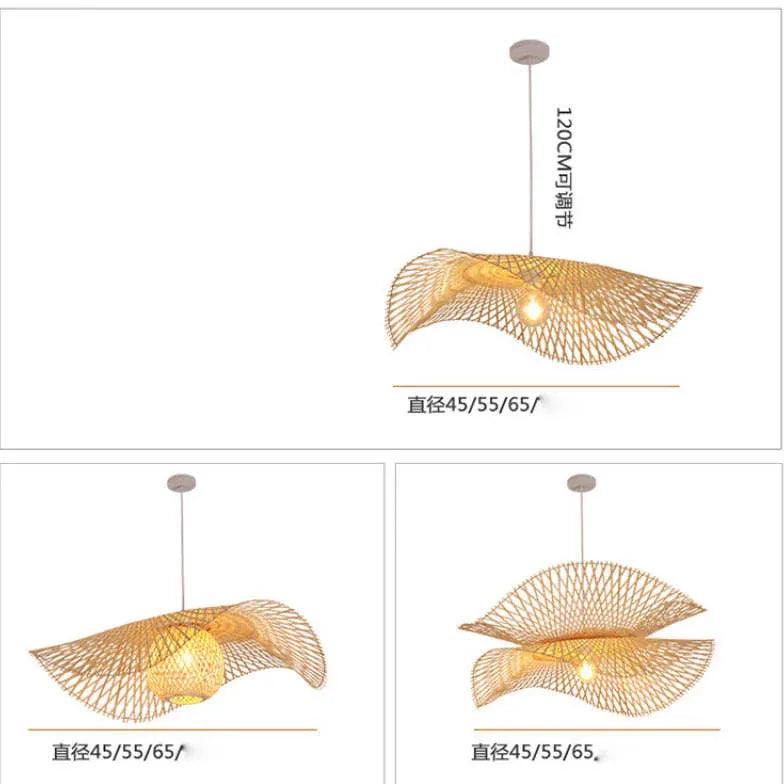 Natural Grid Restaurant Rattan Pendant Light - Clowas