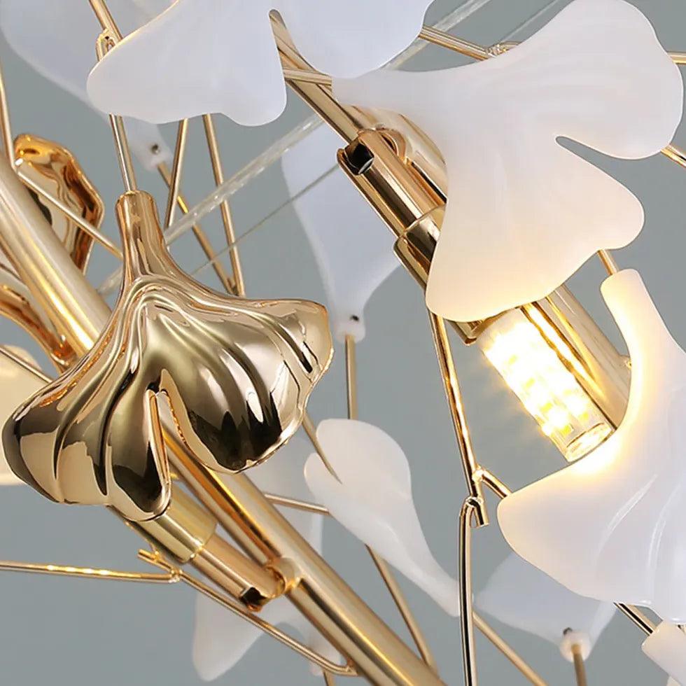 Natural Leaves Gold Dining Room Pendant Light - Clowas