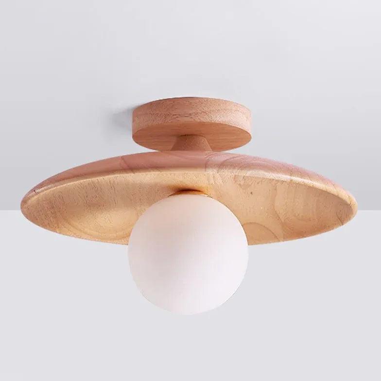 Natural Wood Modern Wooden Flush Ceiling Lights - Clowas