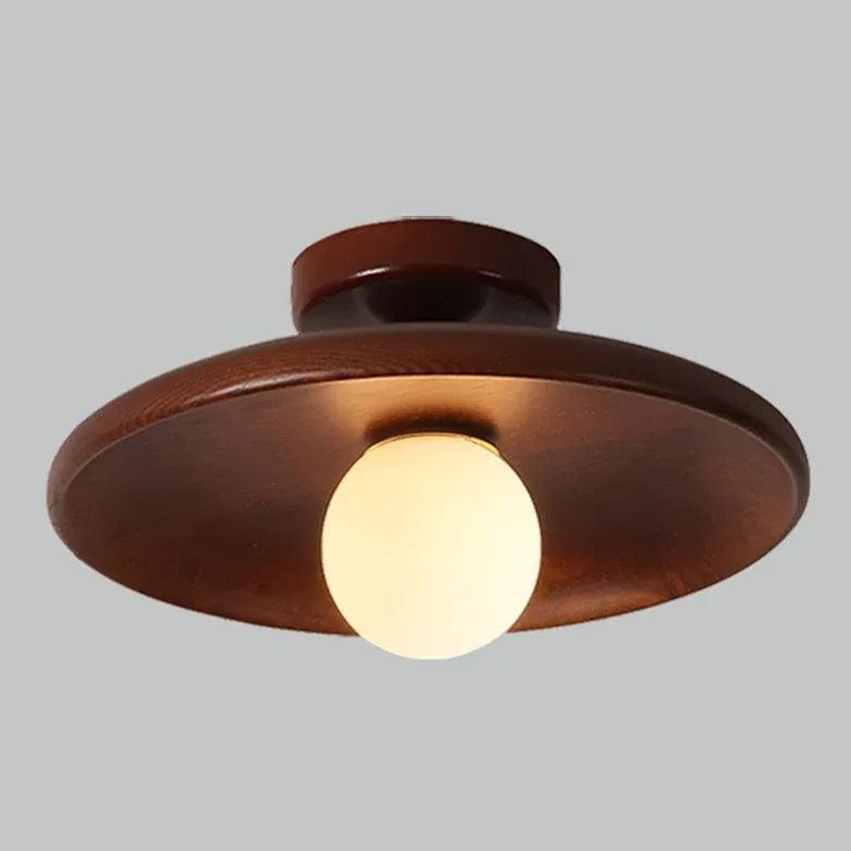Natural Wood Modern Wooden Flush Ceiling Lights - Clowas
