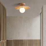 Natural Wood Modern Wooden Flush Ceiling Lights - Clowas