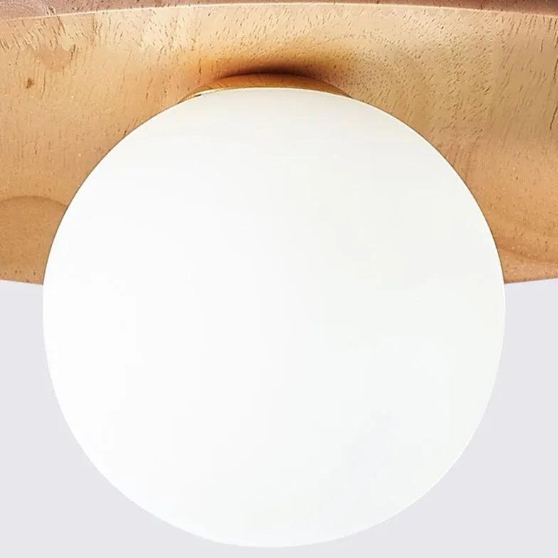 Natural Wood Modern Wooden Flush Ceiling Lights - Clowas