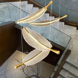 Feather Shaped Glass Gold LED Pendant Light - Clowas