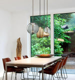 Post Modern Jute Rope Multi Light Glass Pendant