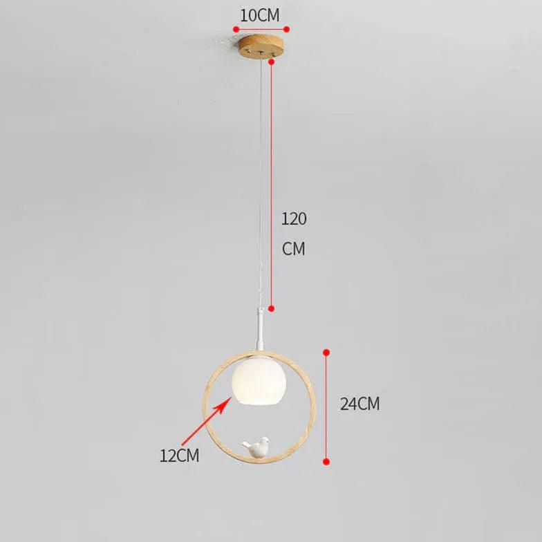 Round Bird Dining Room Wooden Pendant Light - Clowas