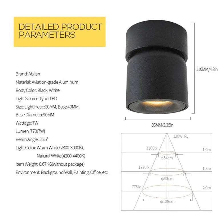 Cylindrical Adjustable Angle LED Flush Ceiling Lights - Clowas