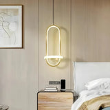 Modern Ellipse Pendant Light Metal Dimmable for Bedside