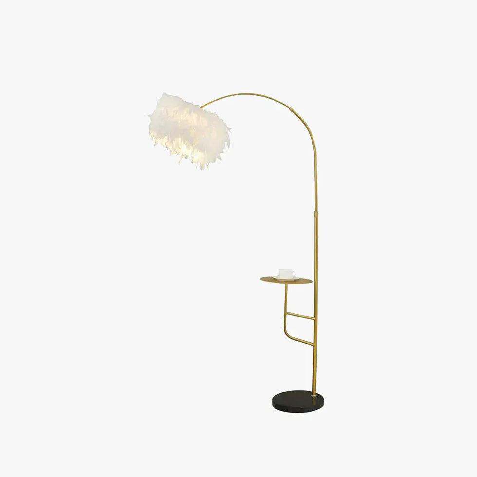 Metal Curved Coffee Table Feather Floor Lamp - Clowas