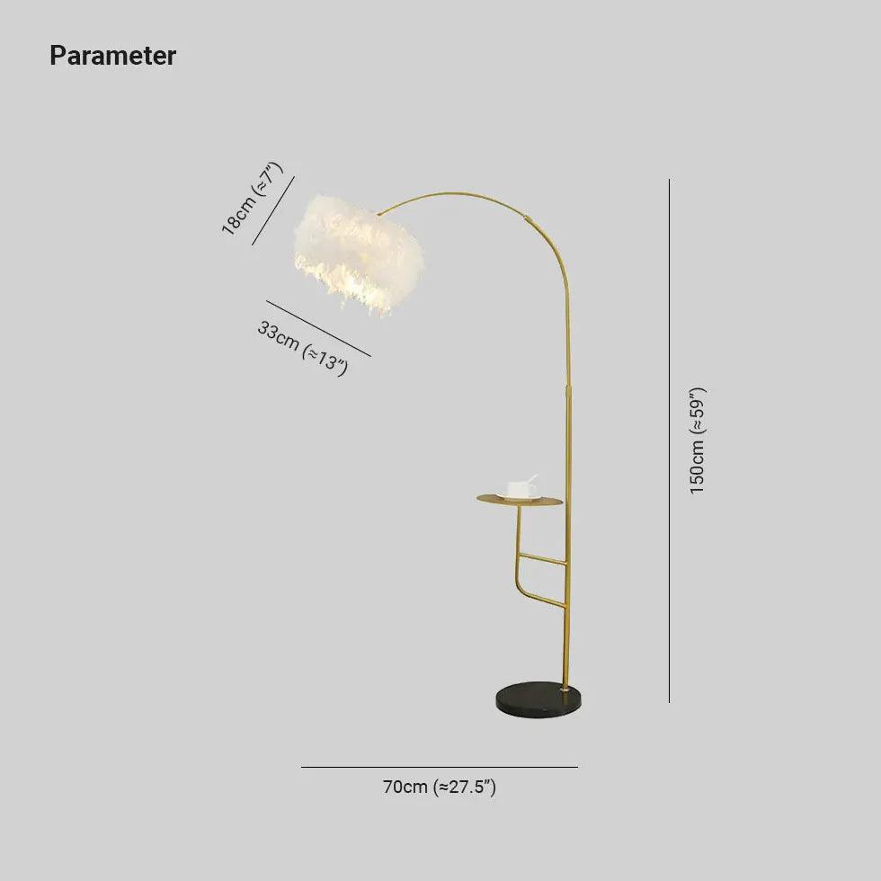 Metal Curved Coffee Table Feather Floor Lamp - Clowas