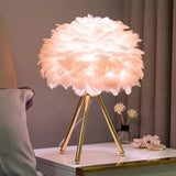 Feather Decorated Art Tripod Table Lamp - Clowas