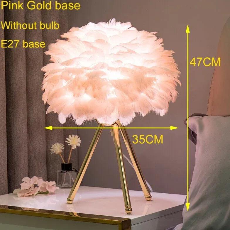 Feather Decorated Art Tripod Table Lamp - Clowas