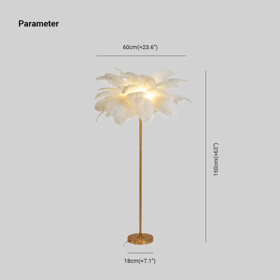 Warm White Feather Gold Floor Lamp - Clowas