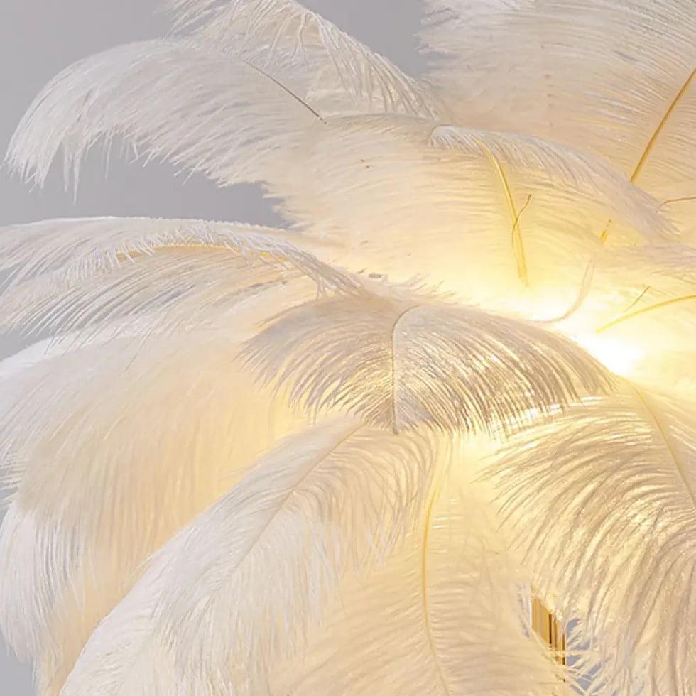 Warm White Feather Gold Floor Lamp - Clowas