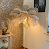 Warm White Feather Gold Floor Lamp - Clowas