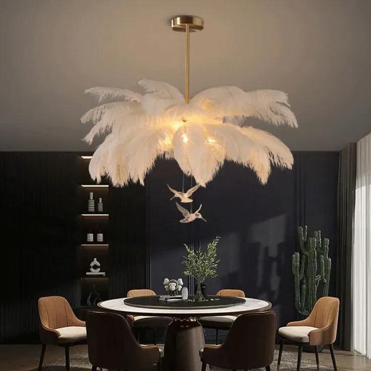 Feather Decor Design Modern White Pendant Light - Clowas