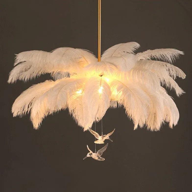 Feather Decor Design Modern White Pendant Light - Clowas