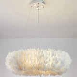 Plush Feathers Bedroom White Pendant Light - Clowas