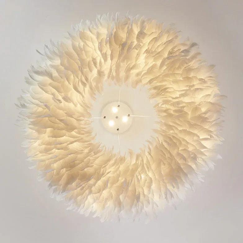 Plush Feathers Bedroom White Pendant Light - Clowas
