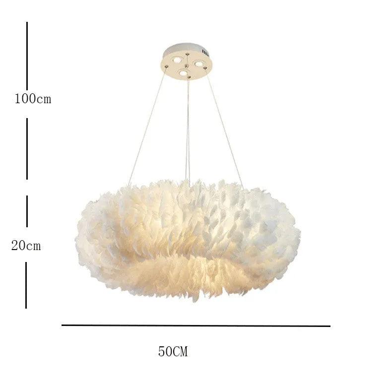 Plush Feathers Bedroom White Pendant Light - Clowas